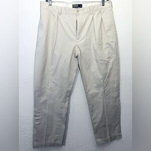 Men Polo Ralph Lauren Ethan Pant Tan Preppy Chino Khaki 100% Cotton 38x32
